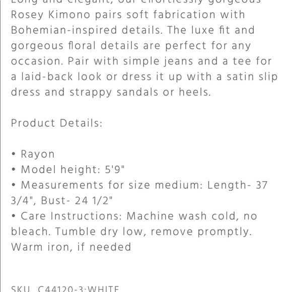 Johnny Was Roses Kimono - Picture 6 of 6